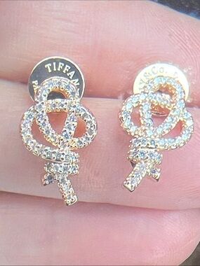 Rose Gold Pavé Knot Stud Earrings